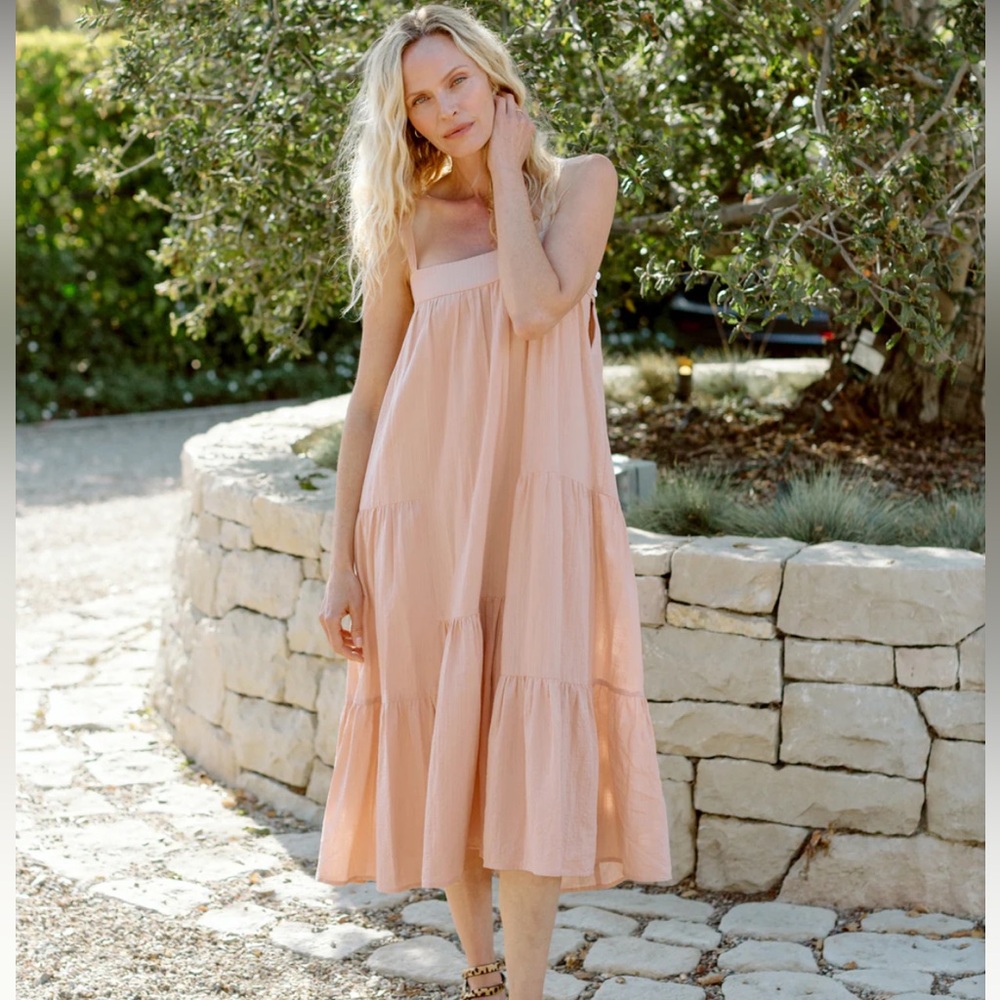Jenni Kayne seersucker Summer dress pink size Small